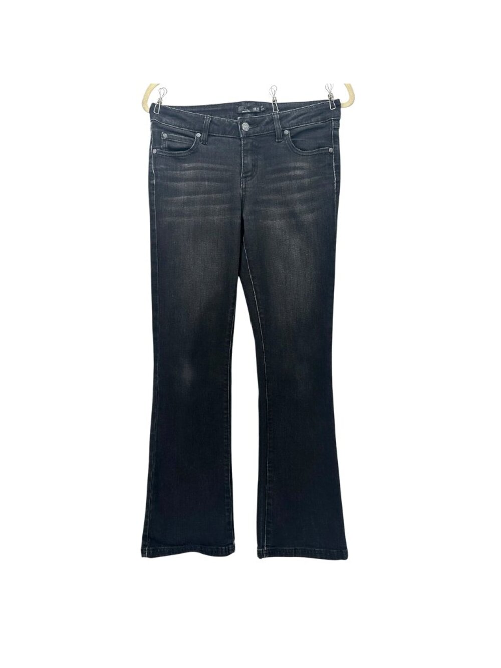 Prana Womens 6/28 Short Inseam Jeans Organic Cotton Bootcut Distressed Black